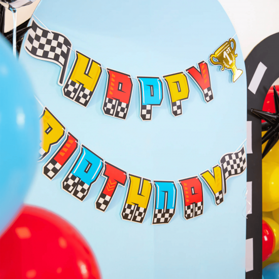 Γιρλάντα "Happy Birthday" Racing cars