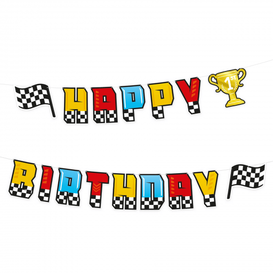 Γιρλάντα "Happy Birthday" Racing cars