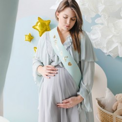 Κορδέλα "Mom to be" σιέλ με χρυσά γράμματα