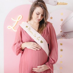 Κορδέλα "Mom to be" ροζ με χρυσά γράμματα