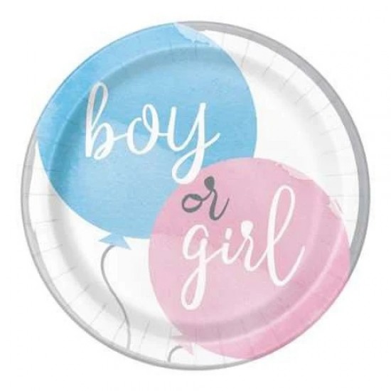 Πιάτα χάρτινα Boy or Girl 8 τεμ. 23 εκ.