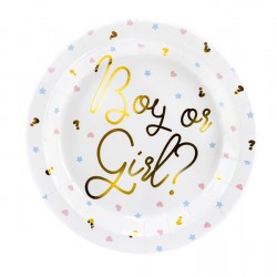 Πιάτα χάρτινα Boy or Girl 23εκ  6τεμ