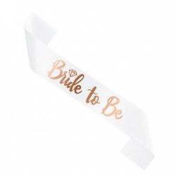 Κορδέλα Bride to be Λευκή με ροζ χρυσά γράμματα