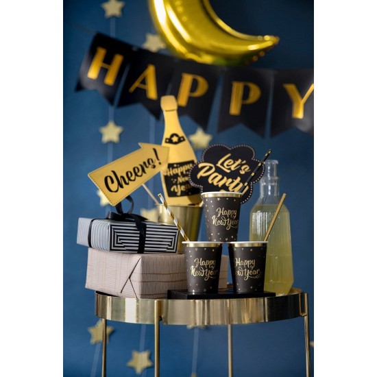 Ποτήρια Μαύρα Happy New Year 220ml 6τμχ