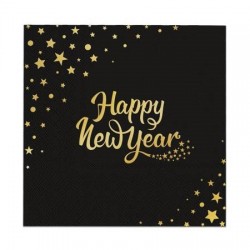 Χαρτοπετσέτες Μαύρες Happy New Year 10τμχ