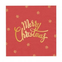Χαρτοπετσέτες κόκκινες Merry Christmas 10τεμ.