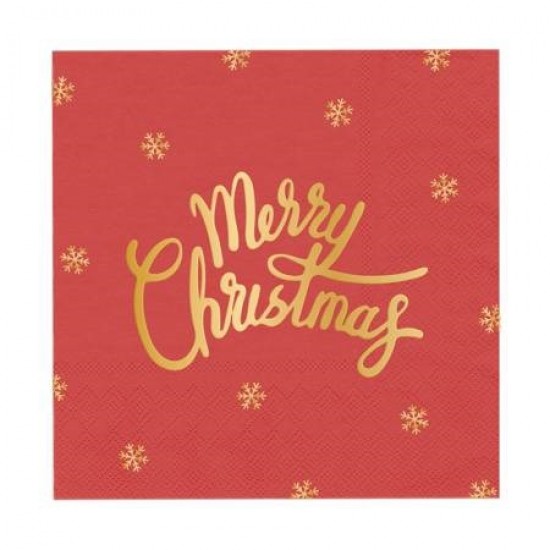 Χαρτοπετσέτες κόκκινες Merry Christmas 10τεμ.