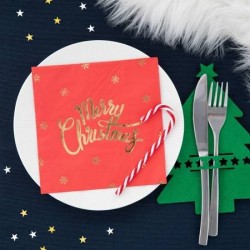 Χαρτοπετσέτες κόκκινες Merry Christmas 10τεμ.