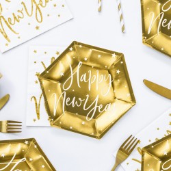 Πιάτα Χρυσά Happy New Year 20εκ 6τεμ