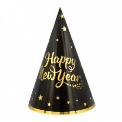 Καπελάκια Μαύρα Happy New Year Stars 6τεμ