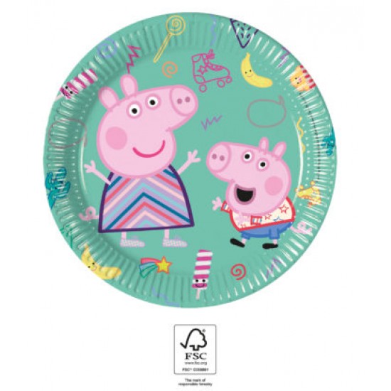 Πιάτα χάρτινα γλυκού Peppa Pig 8τεμ. 20εκ.