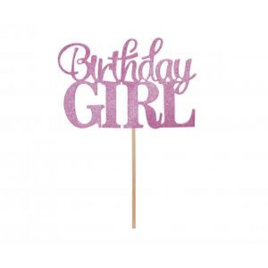 Διακοσμητικό Τούρτας Birthday Girl Ροζ
