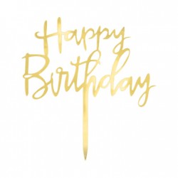 Διακοσμητικό Τούρτας Happy Birthday Χρυσό plexi glass