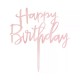Διακοσμητικό Τούρτας Happy Birthday Ροζ Χρυσό plexi glass