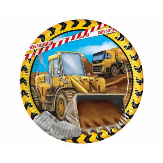 Πιάτα χάρτινα construction - Μπουλντόζες 23εκ. 8 τεμ.