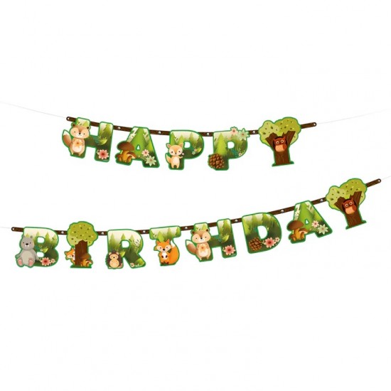 Γιρλάντα Happy Birthday Ζώα του Δάσους