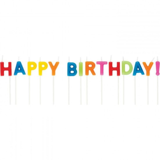 Κεράκια τούρτας Happy Birthday Πολύχρωμο