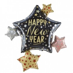 Foil Μπαλόνι Happy New Year Αστέρια