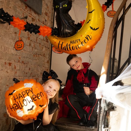 Foil Μπαλόνι Halloween Φεγγάρι με μαύρη γάτα