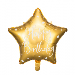18" foil Αστέρι Μαύρο Happy Birthday