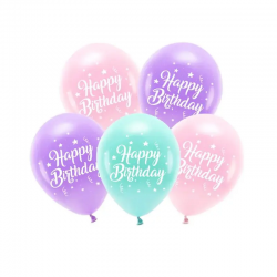 Μπαλόνια λάτεξ  Happy Birthday παστέλ αποχρώσεις 5 τμχ