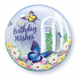 Μπαλόνι Single Bubble Birthday Wishes Butterfly με ήλιον
