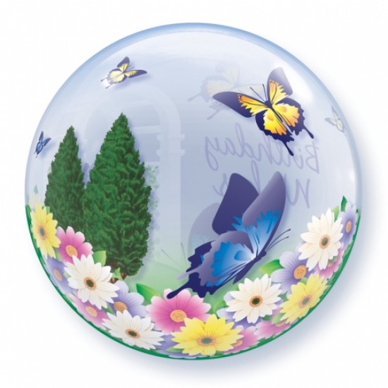 Μπαλόνι Single Bubble Birthday Wishes Butterfly με ήλιον