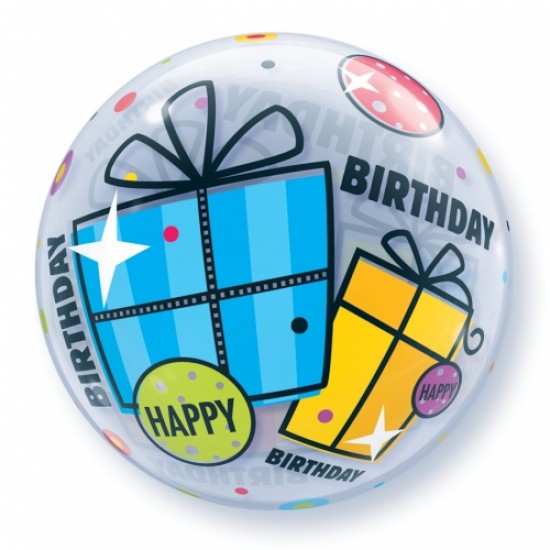 Μπαλόνι Single Bubble Happy Birthday Gifts με ήλιον