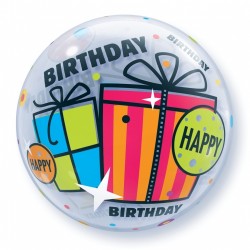 Μπαλόνι Single Bubble Happy Birthday Gifts με ήλιον