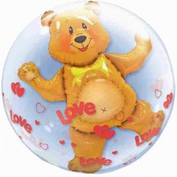 Μπαλόνι Double Bubble Αρκουδάκι Love με ήλιον