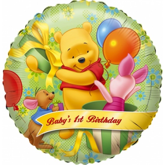 18" στρογγυλό 1st Birthday Winnie