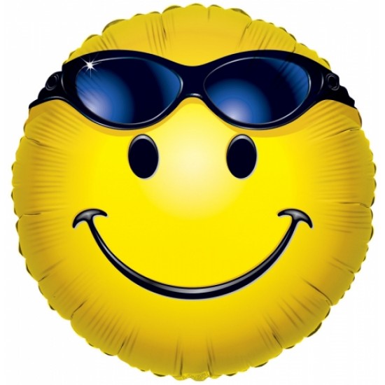 18" στρογγυλό Φατσούλα Emoji με γυαλιά