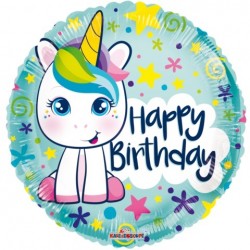 18" foil happy birthday unicorn-μονόκερος