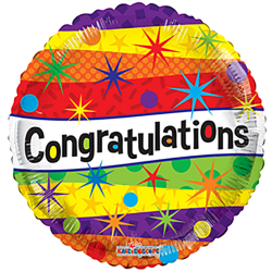 18" στρογγυλό Congratulations Πολύχρωμο