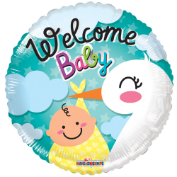 18" στρογγυλό Welcome Baby Πελαργός
