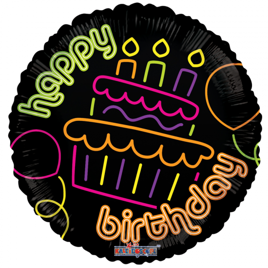 18" στρογγυλό Happy Birthday Cupcake Neon