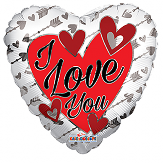 18"  Καρδιά  I love you με ασημένια βέλη