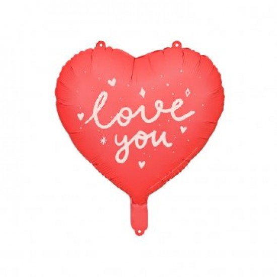 Μπαλόνι καρδιά "love you" ανοιχτό κόκκινο ματ