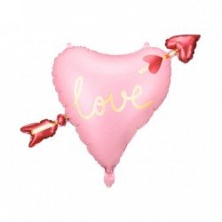 Μπαλόνι καρδιά ροζ "love" με βέλος