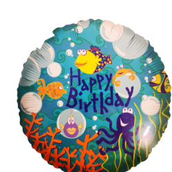 18" στρογγυλό Happy Birthday Ψαράκια