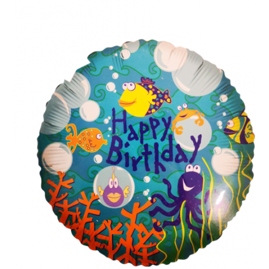 18" στρογγυλό Happy Birthday Ψαράκια
