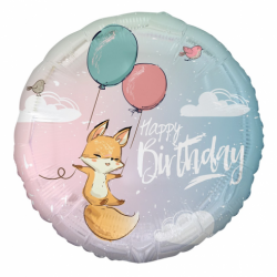 18" στρογγυλό Μικρή Αλεπού Happy Birthday