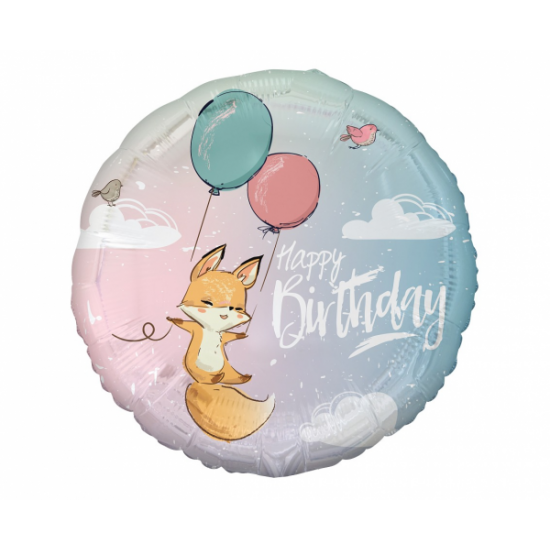 18" στρογγυλό Μικρή Αλεπού Happy Birthday
