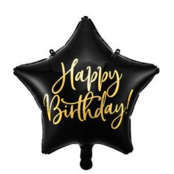18" foil Αστέρι Μαύρο Happy Birthday