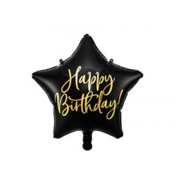 18" foil Αστέρι Μαύρο Happy Birthday