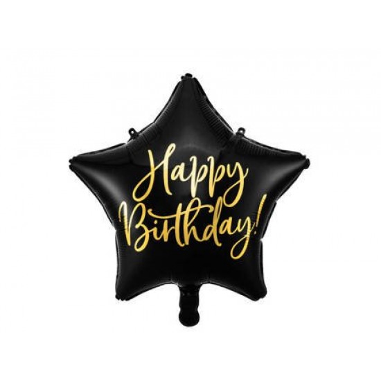 18" foil Αστέρι Μαύρο Happy Birthday