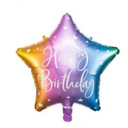 18" foil Αστέρι Πολύχρωμο Happy Birthday