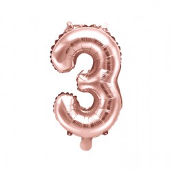 Μπαλόνι Αριθμός 3 -Ρόζ Χρυσό 35εκ