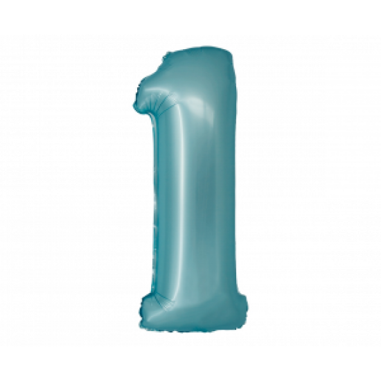 Μπαλόνι Αριθμός 1 Mat Light Blue-Ματ Γαλάζιο 76εκ.