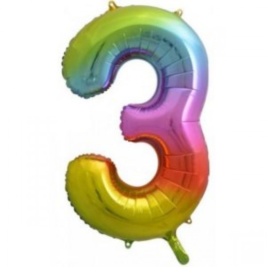 Μπαλόνι Αριθμός 3 Rainbow 90εκ.